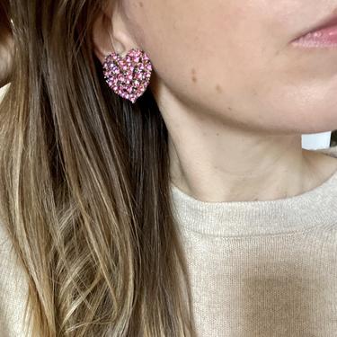 Pretty Pink Crystal Heart Earrings