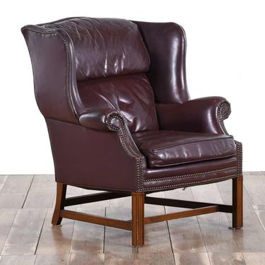 American Traditional Maroon Wingback Armchair