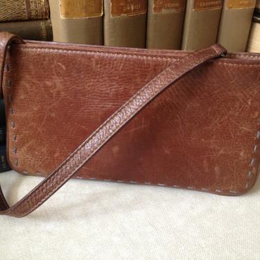 Vintage J Crew Distressed Brown Leather Make Up Case // Clutch ~ Art Supply 