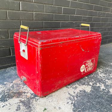 1960s Coca-Cola Things Go Better w/ Coke Ice Chest Soda Pop Cooler Vintage Retro Red Camping Pool Side Soda Pop 