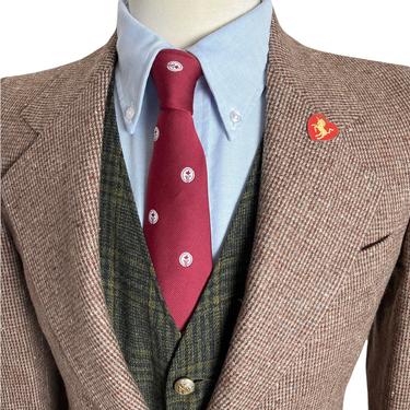Vintage 1970s Pierre Cardin DONEGAL TWEED Wool Blazer ~ 34 R ~ jacket / sport coat ~ Preppy / Ivy Style / Trad 