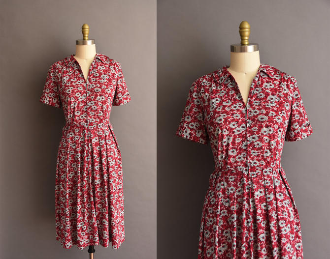 Vintage Floral Print Dress with Metallic Threads by The Stroller