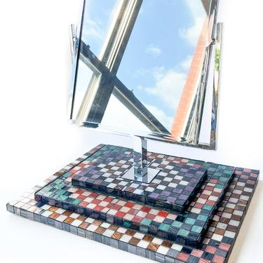 1980s Checkered Tile Vanity Mirror