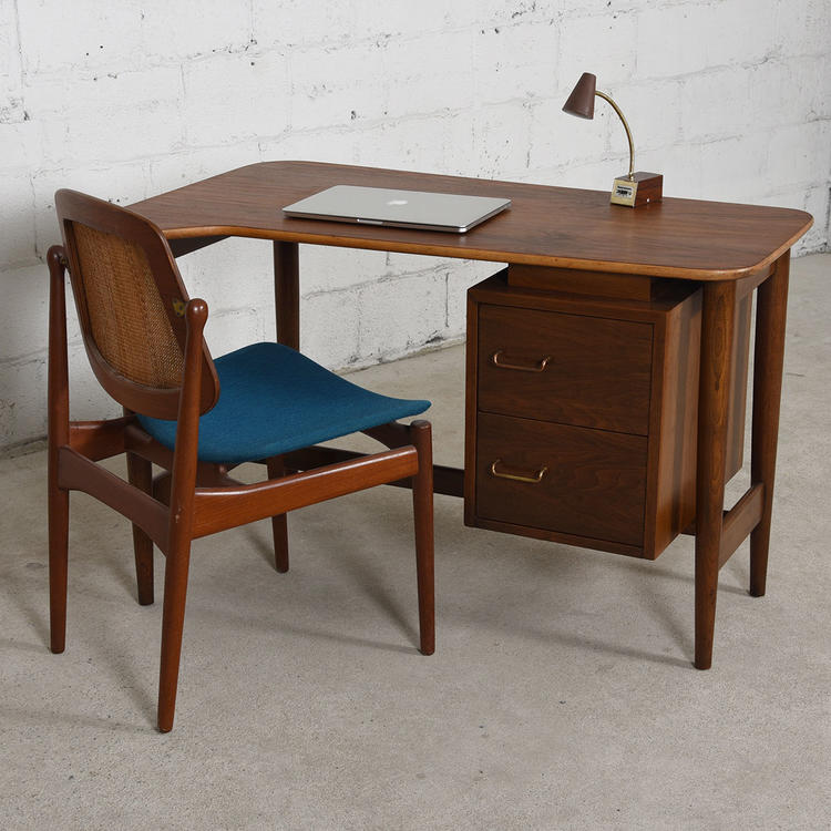 Mid Century Modern Biomorphic Shaped Walnut Desk