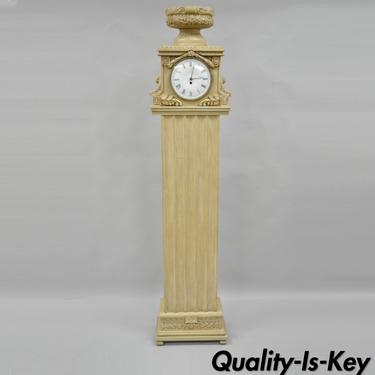72" French Regency Empire Style Cream Painted Grandfather Case Standing Clock