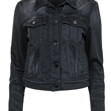 J Brand - Black Button-Up Faded Denim Jacket Sz M