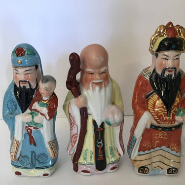 Vintage set of (3) Asian Gods Fortune- Shou - God of Longevity-God of Status, Luk 6 1/2&amp;quot; - Nice Condition 