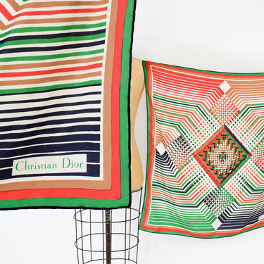 1980s Graphic Design Scarf | 80s Colorful Graphic Design 100% Silk Scarf | Christian Dior 