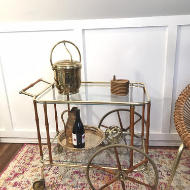 Real Brass Bar Cart, Tea Cart Drink Station, Serving Cart, Rolling Cart, Solid Brass and Glass  polished antique vintage cart 