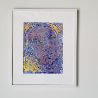 2000 Modernist Style Abstract Pastel Drawing by Danielle Parsa, Framed. 