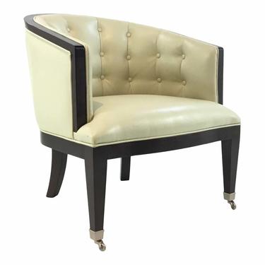 Modern Faux Cream Leather Barrel Back Chair