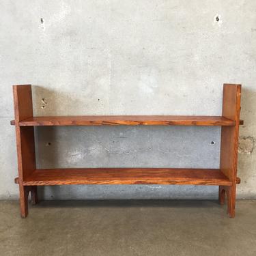 Vintage Mission Style Solid Oak Knock Down Two Tier Shelf