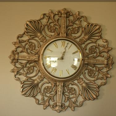 vintage syroco wall clock 