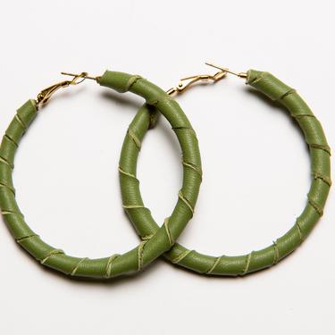 Green Leather Hoops 