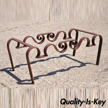Artisan Crafted Wrought Iron Regency Sculptural Ribbon Scroll Coffee Table Base