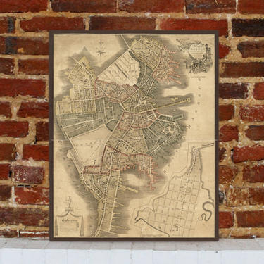 1814 Boston Vintage Map Canvas Print 