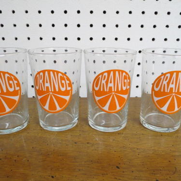 Vintage Mid century set of 4 orange juice glasses
