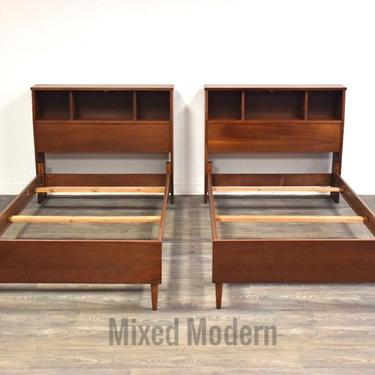 Walnut Mid Century Twin Beds- a Pair 