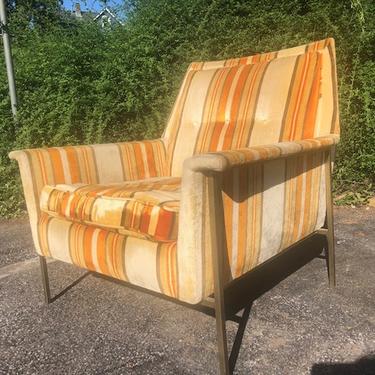 Midcentury Brass Frame Lounge Chair