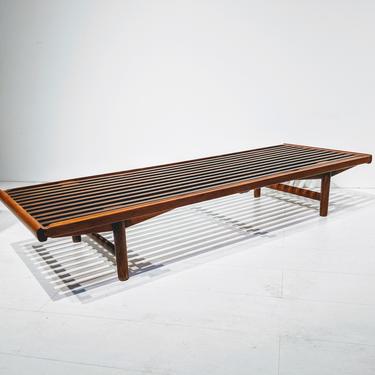 Mid Century Modern Wood Slat Coffee Table Low Bench 