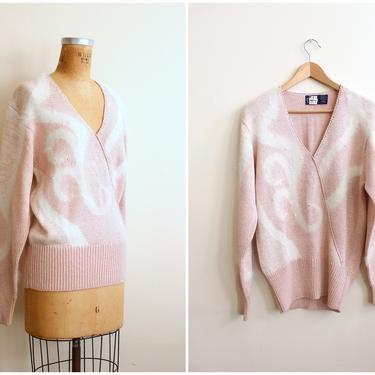 vintage '80s sweater - dusty rose sweater / vintage angora sweater - pale pink sweater / Sweet Kawaii sweater - 80s pastel sweater 