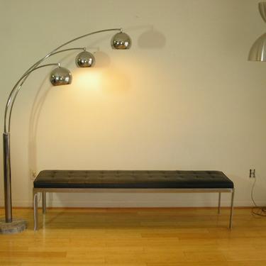 Danish Modern Castiglioni / Sonneman Style 3-Arm Vintage Chrome Arc Arch Floor Lamp (Eames Knoll Milo Baughman Mid Century MCM) 
