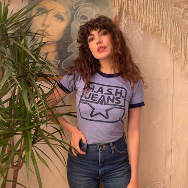 70's HASH JEANS TEE - blue - cotton - x-small 