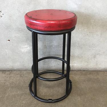 Industrial Steel and Pine Counterstool