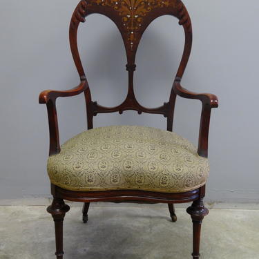 Parlor Chair with Carved & Inlay Back
