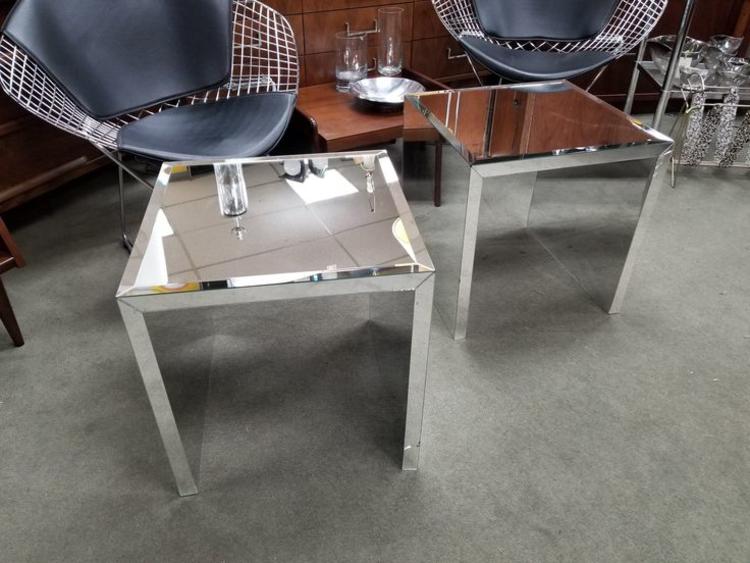 Pair of mirrored parsons tables