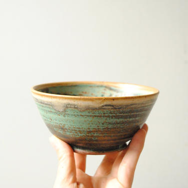 Vintage Green Ceramic Bowl, Small Bowl, Small Dish, Handmade Ceramic Bowl, Studio Pottery Bowl, Small Pottery Dish 