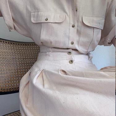 vintage cream raw silk skirt set size us 6 