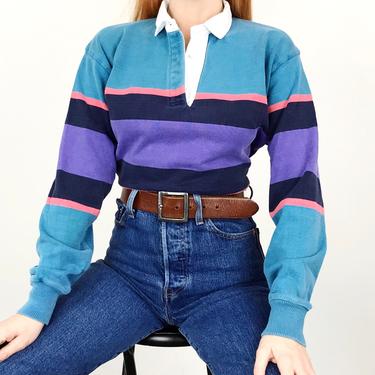 Vintage Striped Rugby Pullover Shirt 