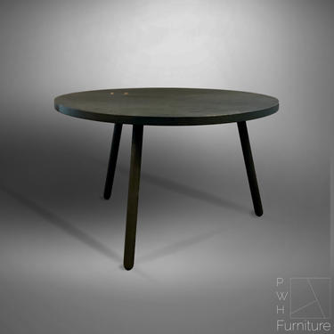 Coffee Table, Modern Coffee Table with Round Burnt Oak Top  and Turned Steel Legs 