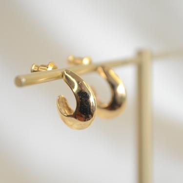 gold stud open hoop ear stud earring, gold earring, gold simple earring, gold basic earring, gold minimal earring, dainty gold earring 