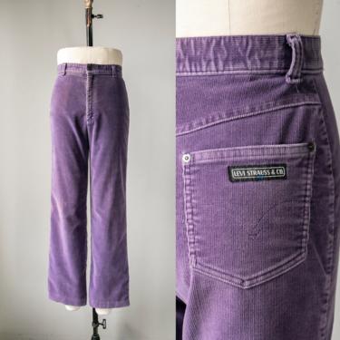 1970s Levi's Cords Purple Corduroy Pants High Waist S 