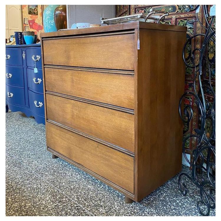 Low Mid-century modern / 4 drawer chest 36” long / 18” deep / 37.5” tall 