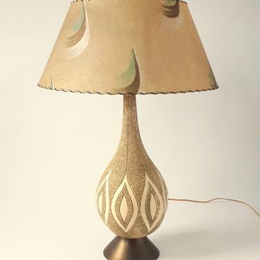 ENORMOUS  TABLE lamp with original shade and finial , 1970s 