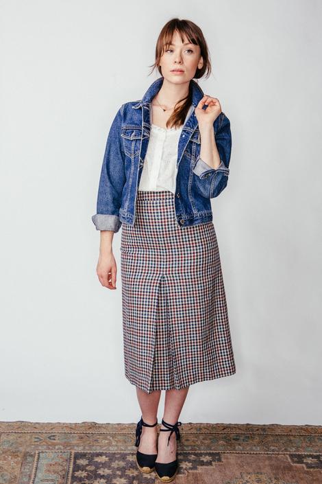 Vintage Plaid Secretary Skirt XS/S 