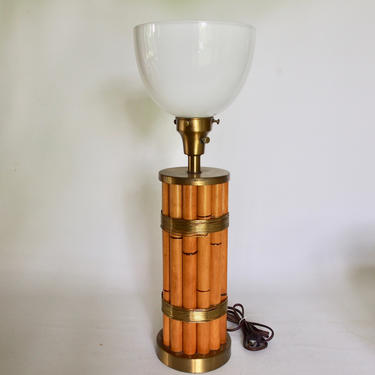 MCM Russel Wright Bamboo Brass Table Lamp 