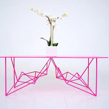 Modern Table, Modern Coffee Table, Coffee Table, Geometric base, Industrial Modern, Pink, Steel, &quot;The Yoshi Steel&quot; 