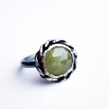 Braided Sterling Silver Yellow Sapphire Handmade Ring 