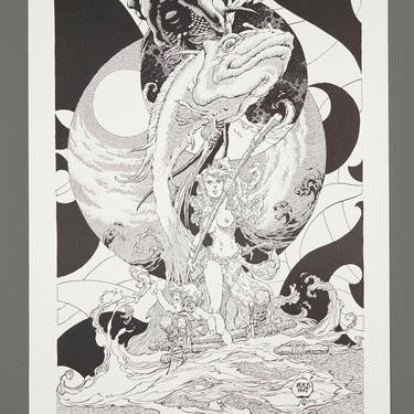 1978 Alex Nino The Dark Suns Of Gruaga Portfolio Plate #5 VOYAGE 11 x 16 Black &amp; White Art 752/1000 Limited Edition 