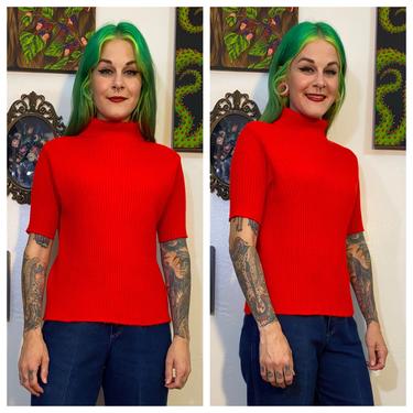 Vintage 1960’s Red Short Sleeve Sweater Top 