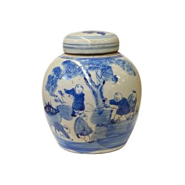 Chinese Oriental Small Blue White Porcelain Kids Ginger Jar ws1866E 