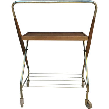 Vintage wood and Brass Cart on Casters