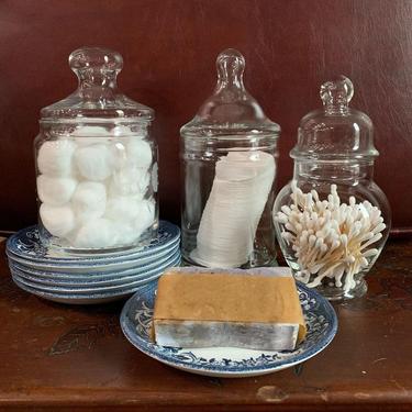 Candy jars and English blue transferwear bowls and dishes