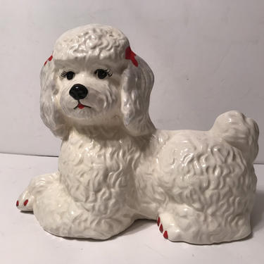 Cute vintage ceramic poodle statue 