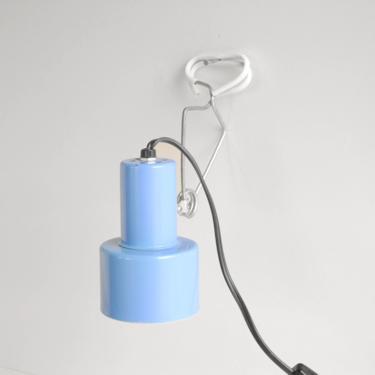 Vintage Periwinkle Blue Metal Clamp Lamp, Spotlight Reading Lamp 