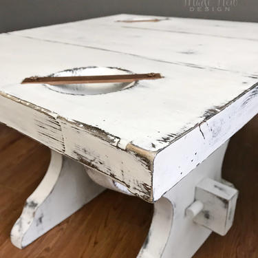 Pair Of Farmhouse Tables - White Distressed End Tables 